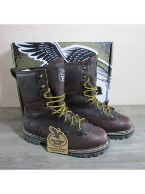 Georgia Boot Men's WIDE Waterproof Lace To Toe 8" Work Boot Chocolate G101